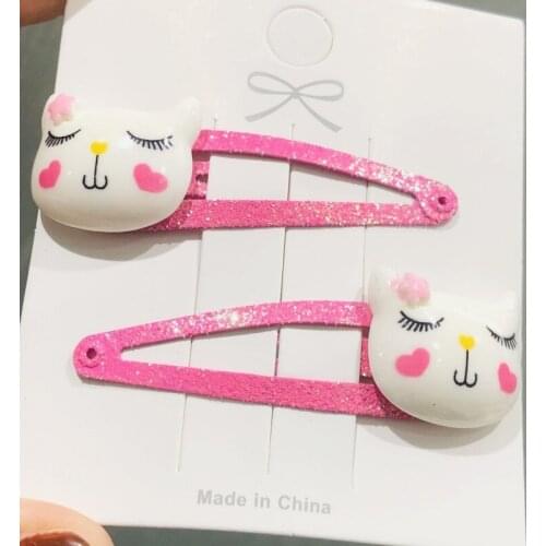 2Pcs/Set Girls Cute Animal Cat Monkey Clown Glitter Hairpins Children Sweet Hair Clip Barrettes Headband Kids Hair Accessories