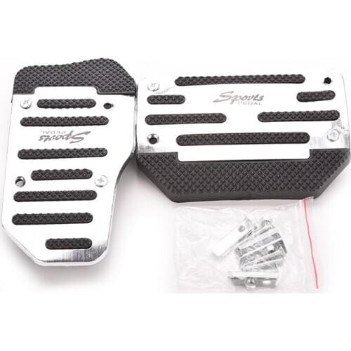 2pcs/set Universal Non Slip Aluminum Rubber Automatic Transmission Car Pedal Cover Set For Brake Accelerator Blue Silver Red