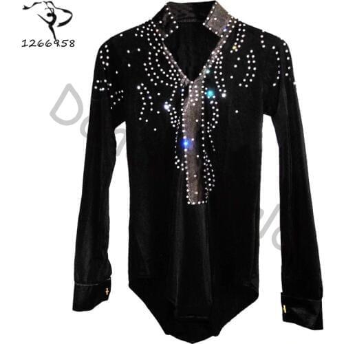 2018 Men/boy Latin Dance Dress Shirt High-grade Velvet&diamond Man Vestido De Baile Latino Dancewear Samba/waltz/ballroom Tops