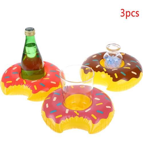 3pcs inflatable donut cup seat pool party decorations water childrens toys