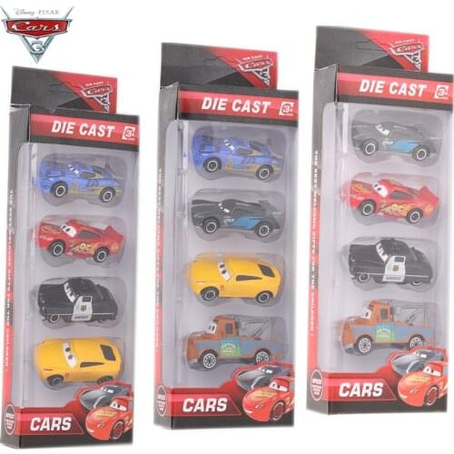 4pcs/set Disney Pixar Cars 3 Metal Black Storm Jackson Car Toy Kids Birthday Christmas Lightning McQueen Car Toys Boys Gift