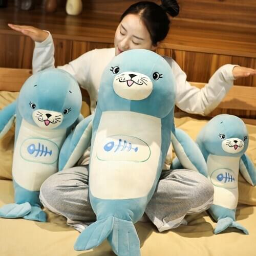 50/65/80cm Soft Kawaii Sea Lion Plush Toy Stuffed Cute Marine Animal Seal Doll Cartoon Sofa Bed Pillow Lovely Baby Kids Gifts