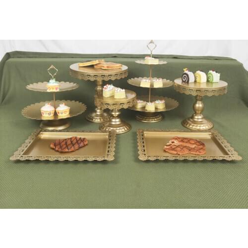 7 PCS WEDDING CUPCAKE BIRTHDAY SUPPLIER DECORATION WITH CRYSTAL GOLD METAL CAKE STAND