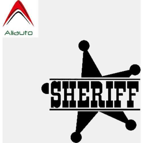 Aliauto Funny Car Sticker Star Vinyl Sheriff Accessories PVC Decal Black/Silver for Hyundai I30 Honda Accord Jaguar,13cm*13cm
