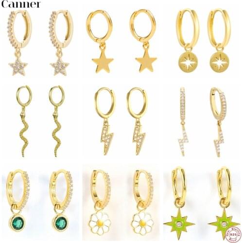 Canner Huggie Earrings For Women Minimalist Daisy Hoops 925 Sterling Silver Piercing Jewelry 2021 Trend Pendientes Plata 925 W5