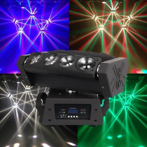 Free shipping 8x12W 4IN1 RGBW LED Spider Moving Head Beam Light DMX Led Light 3 Degree Beam Angle Led Stage Lights