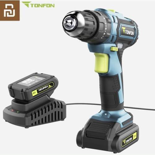 Youpin Tonfon Wireless Electric Cordless Drill Impact Power Driver 12V/20V 2000mAh 2 Speed Forward Reverse Rotation