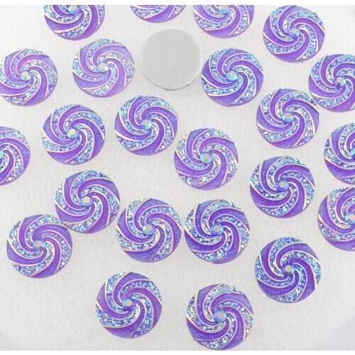 BOLIAO 20Pcs 18mm (0.71In) Round Whirlwind Rhinestones AB Color Flatback Purple Resin For DIY Clothes Home Decor Crafts DIY