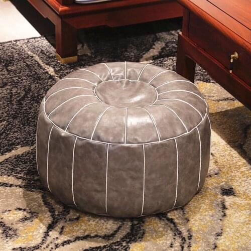 Decorative Moroccan PU Leather Pouf Craft Hassock Ottoman Footstool Round & Large 55*55*30cm Unstuffed Cushion Pillow