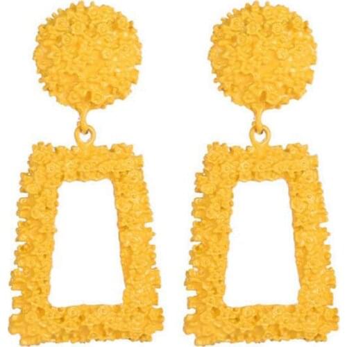 FirstStar Elegant Punk Exaggerated Pendant Drop Earrings Large Alloy Geometric Yellow Earrings For Women Statement Jewelry