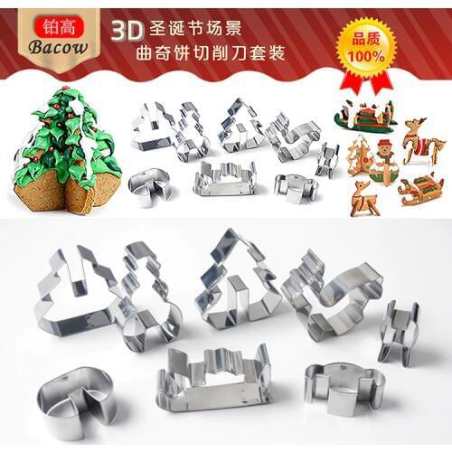 8PCS/SET Christmas Cookie Tool Stainless Steel Biscuit Mould Snowman Christmas Tree Cake Tool Cookie Cutter Mould Baking Tools
