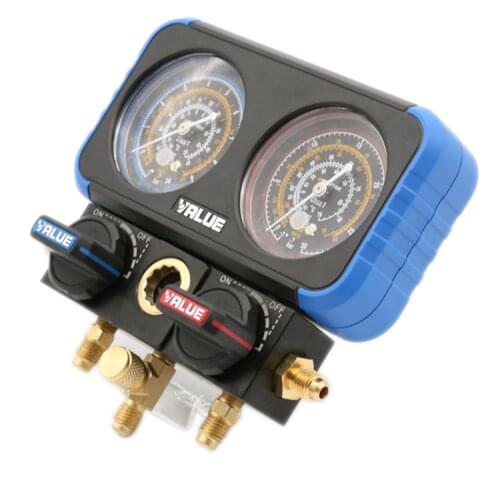 Refrigeration tool double dial manifold pressure gauge set VRM2-B-0401