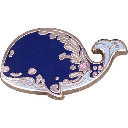 HOSENG Blue Cute Little Whale Brooch Cartoon Animal Badge Lapel Backpack Metal Enamel Jewelry Gift Pin HS_608