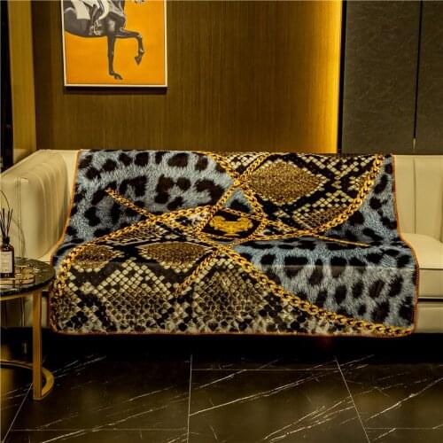 INS Luxury Palace Printed Medusa Brocade Fox Velvet Blanket Car Cover Blanket Model Room Decoration Gift