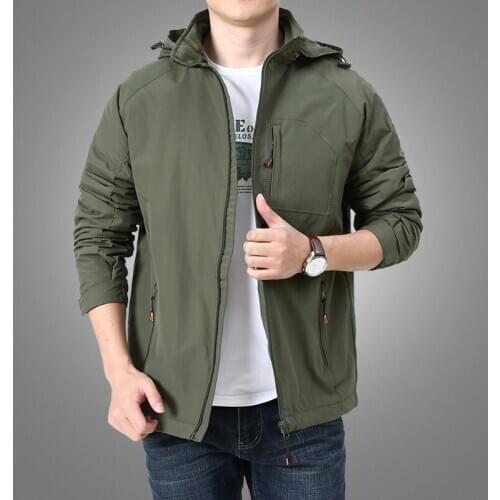Mens Waterproof Military Jacket Spring Autumn Casual Windbreaker Jackets Mens Breathable Hooded Outdoor Thin Coats 5XL Clothes