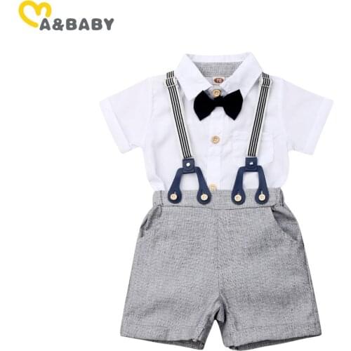 Ma&Baby 0-24M Summer Toddler Newborn Baby Boy Clothes Set Formal Gentleman Suit Romper Overall Pants Party Birthday Outfits