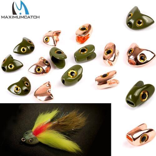 Maximumcatch Fly Tying Fish Skull Head 12.2*9.4 11.7*7.3mm Fly Fishing Tying Beads Dark Green/Copper Fly Tying Material