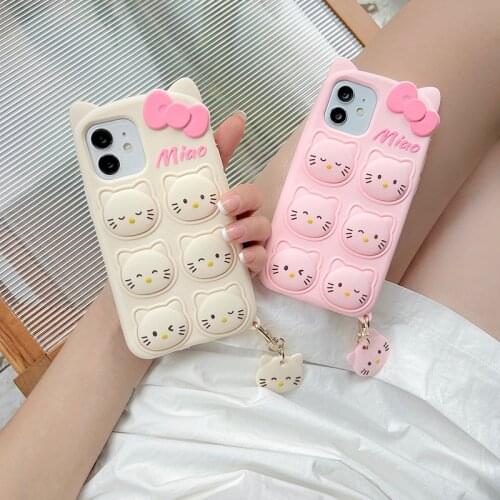 Cute Cartoon Miao Cat Case for iPhone 12 11 Pro X XR XS Max 6 6s 7 8 Plus SE 2020 mini Meow Kitten Soft Silicone Cover