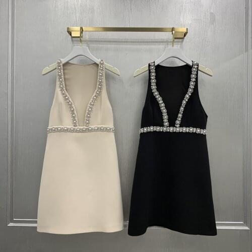 Fashion 2021 new ladies sleeveless diamond waist dress 1019