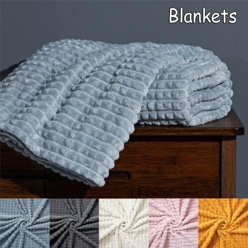 Soft Pink Blanket Warm Flannel Blankets Winter Solid Color for Baby Kids for Sofa Beds Grey Quality Plaid Car Travel Blanket