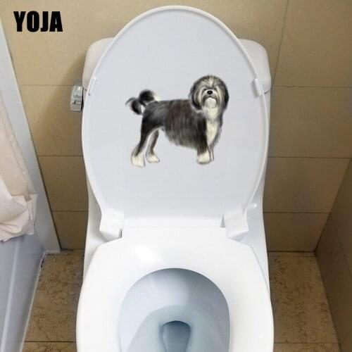 YOJA 22.5*19.2CM Cute Dog Toilet Sticker Wall Decal BedRoom Home Decor T3-0666