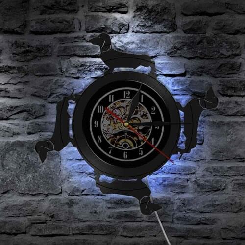 Long Haired Dachshund Wall Clock Dachshund Wiener Dog Vinyl Record Wall Clock Doggy Home Decor Puppy Pet Animal Lovers Gift