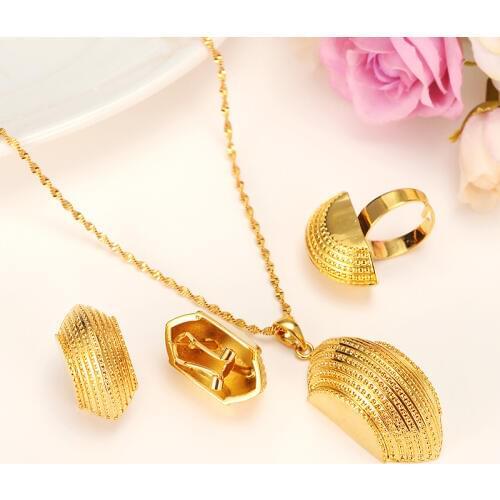 Bangrui New Ethiopian Jewelry sets HEAVY Pendant Earrings Ring Habesha Wedding Africa Bride Gift