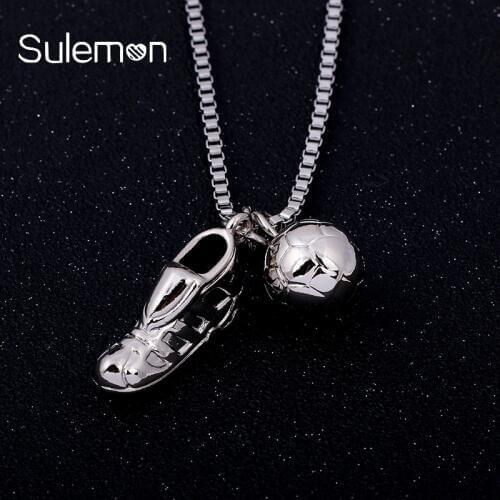 Soccer Shoes&Football Pendant Stainless Steel Necklace For Women&Men Trendy Outdoor Casual/Sports Metal Football Necklaces SN76