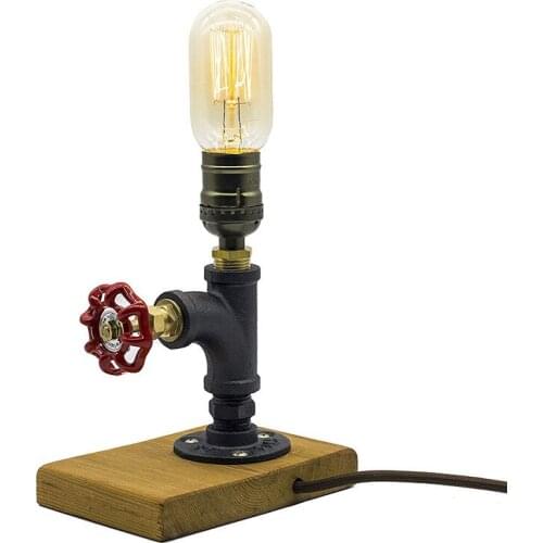 American Retro Industrial Style Personalized Water Pipe Iron Table Lamp Bar Study Bedroom Bedside Decorative Small Table Lamp