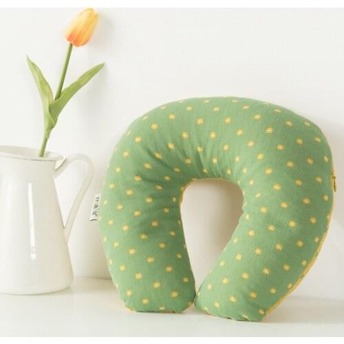 Memory Foam Neck Pillow Resting Head Neck U Shape Soft Travel Pillow For Office Train Airplane Rest Fashion Plaid Pillowcase