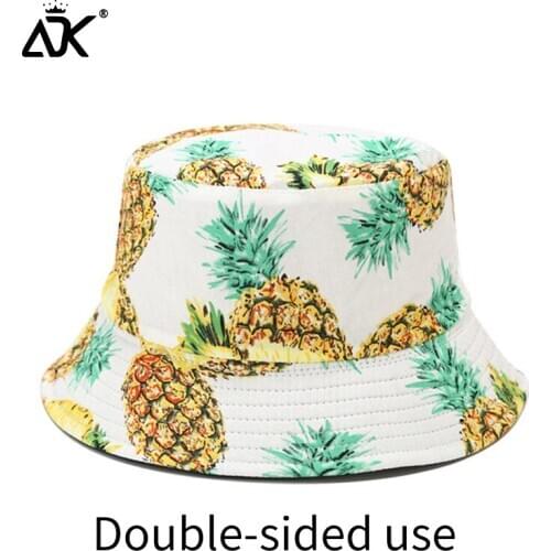 Womens Fashion Tropical Print Fruit Pattern Hat Female Summer Sun Hats Outdoor Sport Hat Bow Fisherman Cap Casual Basin Hat