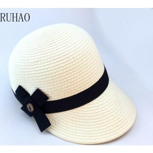 RUHAO Summer Hat For Women sun visor hat Equestrian Kentucky Derby Hats Beach Cap floppy bucket hat summer korean women