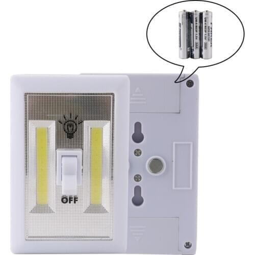 2*COB LED Cordless Lamp Switch Wall Night Lights Battery Operated Kitchen Cabinet Garage Closet Camp Emergency Light with Magnet