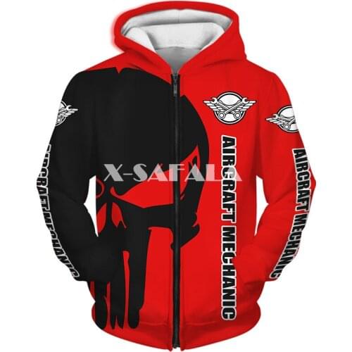 Aircraft Mechanic Punisher Skull 3D Full Print Size XS-7XL Hoodie Man Women Harajuku Outwear Zipper Pullover Sweatshirt Unisex-3
