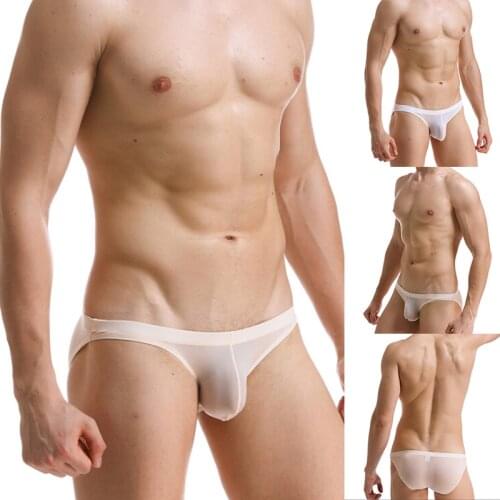 New Mens Sexy Ice Silk Underwear Briefs Men Ultra Thin Transparent Comfortable Panties Low Rise Male Mini Underpant Bikini