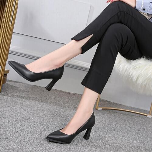 Pointy Womens Black Pumps Spring 2021 Women Fashion Elegant 5cm/7cm Heels Shoes In Women Office Leather Shoes Women Dress Heels