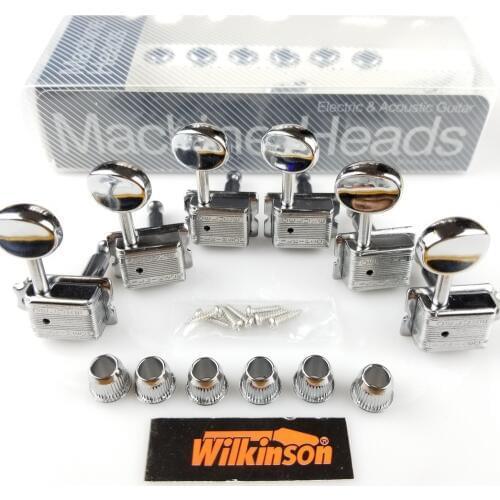 Wilkinson VINTAGE CHROME TUNERS Electric Guitar Machine Heads Tuners For ST & TL Guitar OR Similar WJ-55 Silver Tuning Pegs