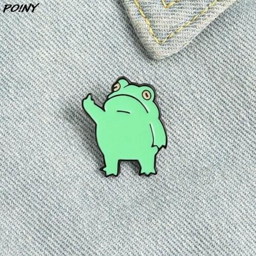 Funny Frog Enamel Pin Custom Cool Animal Brooches Bag Lapel Pin Cartoon Froggy Badge Jewelry Gift For Friends