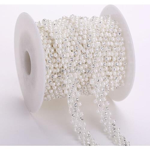 Sewing pearl chain rhinestone charm chain 15mm width 10yards/lot DIY trimming hair jewelry/shoes/garment/handicraft accessories