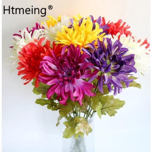 1PCS artificial single branch large spider chrysanthemum simulation flower wedding decoration for home party hotel restaurant