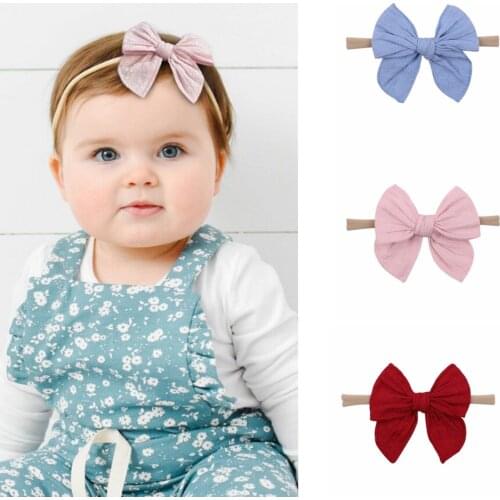 1Piece 14Colors Solid Color Bow Headband For Kids Girls Elastic Hair Band Newborn Baby Turban Boutique Headwear Hair Accessories