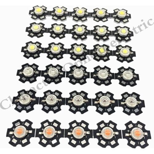 20pcs 1W 3W High Power warm white/cool white /natural white/red/green/Blue/Royal blue/660/UV/IR850/940 LED with 20mm star pcb