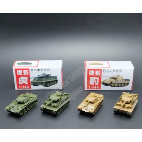 4PCS/Set 4D Sand Table Plastic Tiger Tanks World War II Germany Panther Tank 1:144 Scale Finished Model Toy