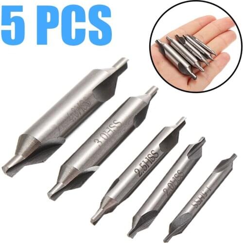5pcs/set Combined Countersink Center Drills Bits 1/1.5/2/2.5/3/5mm High Speed Steel 60 Degree Pilot Bit for Power Tools