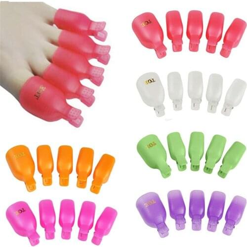 5Pcs/set Plastic Foot Nail Art Soak Off Cap Foot Nail Art Removal Clips Nail Polish Gel Remover Set Foot Removal Nail Art Tools