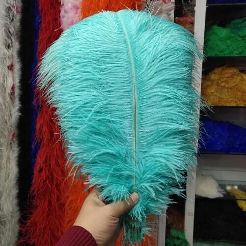 Hot 50 pcs High Quantity Blue Green 24-26inch/60-65cm "thick Stem" Male Ostrich Feathers DIY Jewelry Craft Making Decoration