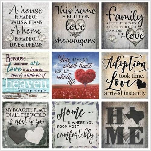 Retro Romance Heart Home Decorative Painting 5D DIY Full Diamond Painting Romance English Letter Embroidery Mosaic Cross Stitch