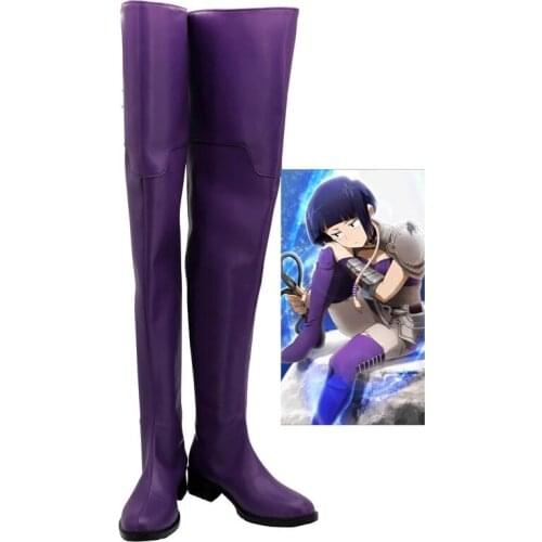Anime My Hero Academia Jiro Kyoka Purple Cosplay Shoes Long Boots Custom Made Any Size