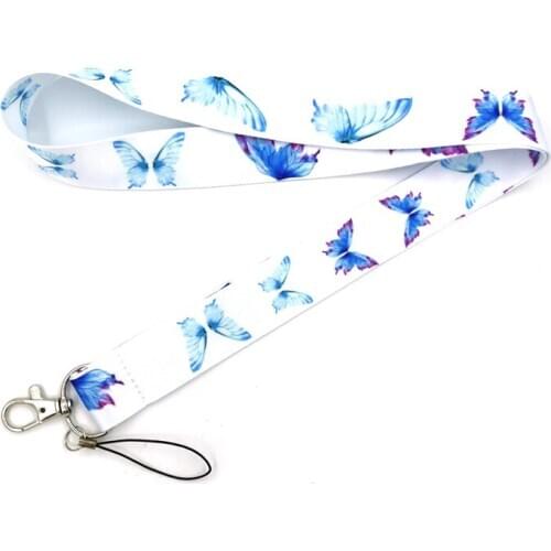 Butterfly Neck Straps Keychain Lanyard For Keys ID Badge Holder Keyring DIY Hang Rope Webbing Mobile Phone Accessories