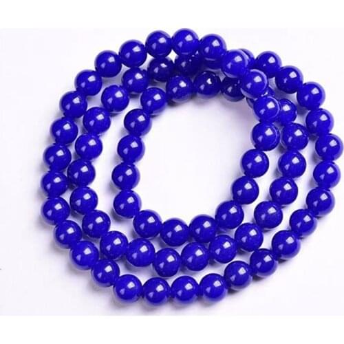 Blue Chalcedony bracelet Round Beads Crystal Healing Stone Crystal Quartz Women Jewelry Gift